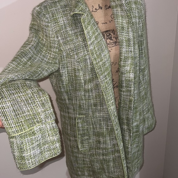 Dialogue Jackets & Blazers - Dialogue Womens Green Tweed Coat